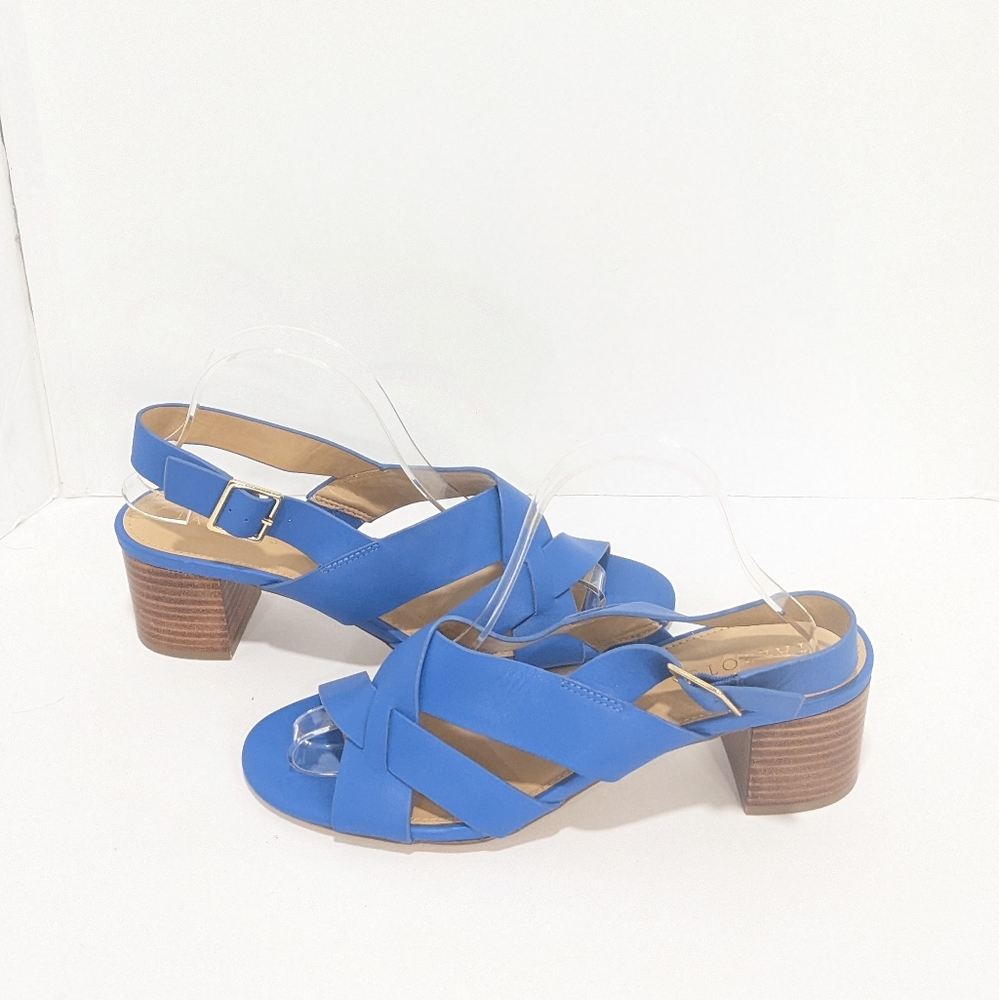 NWOT Talbot Blue Leather Sandals - Picture 16 of 16